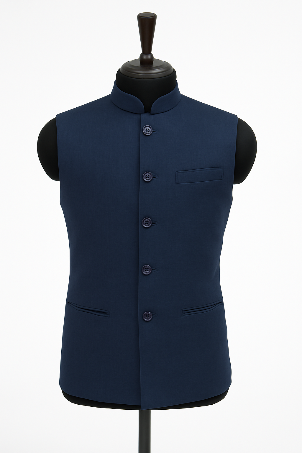 Classic Navy Blue Nehru Jacket – Bandi Style